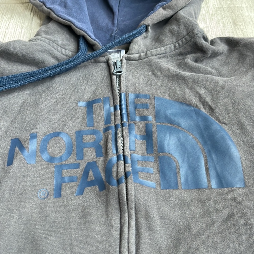 Men’s The North Face Hoodie Gray/Blue Size Medium Pullover Logo